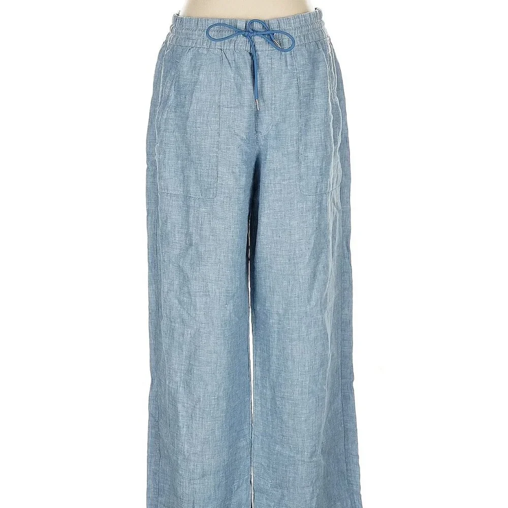 Athleta Retreat Linen Wide Leg Pants -- light blue -- sz 18 - Picture 1 of 9